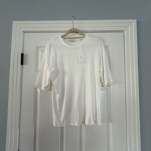 Vince Elbow Sleeve White Pima Cotton T Shirt XL NWT